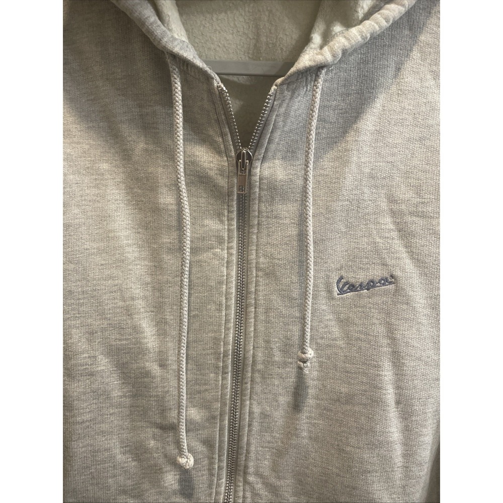 Vtg Vespa Kameltton Grey Zip Hoodie Jacket Size M Lt Blue Logo - Picture 4 of 9